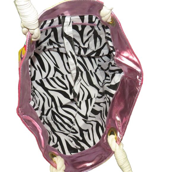 Amika Signature Rope Handle Large Tote Bag In Floral Pink Multi - Picture 9 of 11